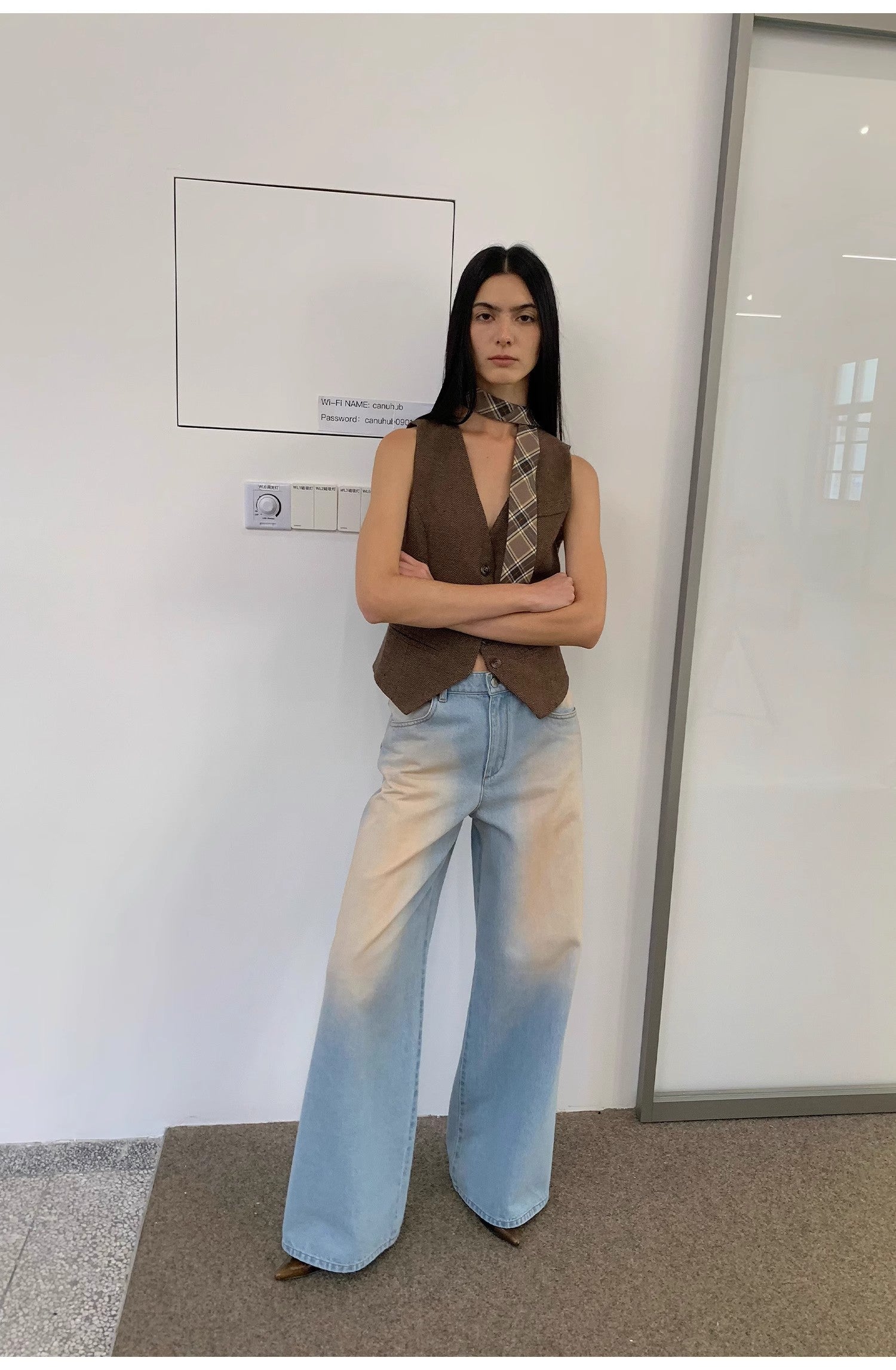 "Wantful Fantasy" Heavy Industry Washed Spray Colored Wide Leg Jeans Women's Low Waist Straight Leg Bootleg Pants-4